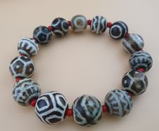 Burmese Antique Pumtek Pyu & Venetian WhiteHeart Glass Beads Bracelet