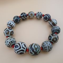 Burmese Antique Pumtek Pyu & Venetian WhiteHeart Glass Beads Bracelet