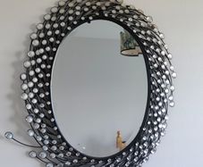 Large Jeweled Oval Wall Mirror.  Contemporary Glam Style