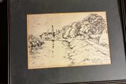 Eilis ONeill original pen and ink drawing The Barrow Track Carlow