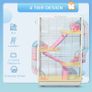 Hamster Cage, Gerbil Cage w/ Tubes, Exercise Wheel, Hut, Ramps, Platforms, 47 x 29.5 x 76cm - White Image 6