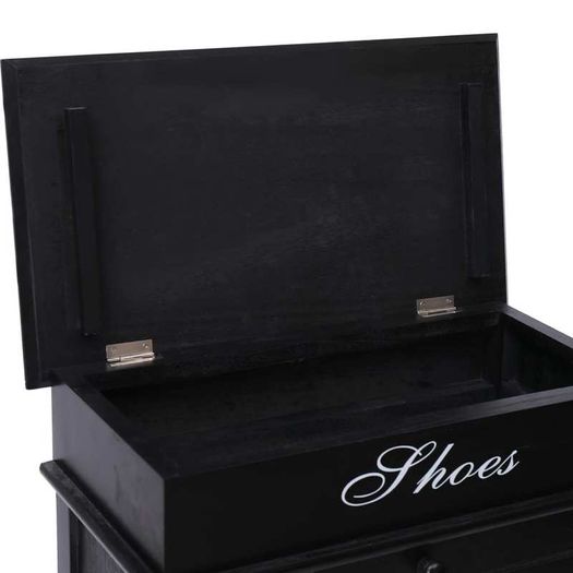 Shoe Cabinet Black 50x28x98 cm Paulownia Wood