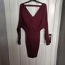 Knit V neck batwing dress, APRICOT Image 5