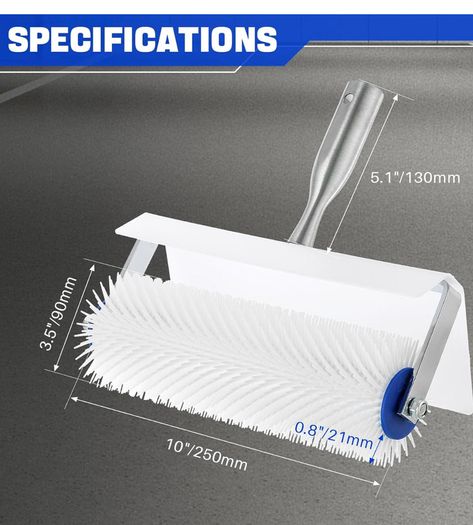 DASBET Spiked Screeding Compound Roller 10" x 1" Spike Roller Floor Compound Roller Spiked Aeration Roller Latex Floor Self Leveling Roller