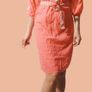 New pink dress Woolworth XS with embroidered details, cinched at the waist with a matching fabric belt Image 9