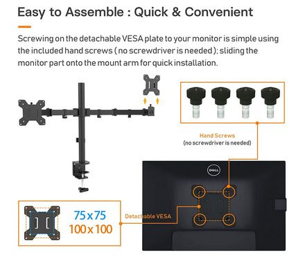 Adjustable Desk Monitor Stand Monitor Holder Table Stand Tiltable Stand 180 Swivel 360 Height