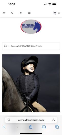 Racesafe Black Provent 3.0 child's body protector size large like new!