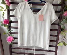blouse Bnwt grace & mila open back tie detail top size small white