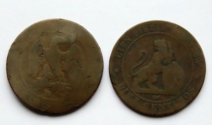 Antique France Spain Coins - 19th Century