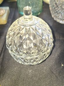 Vintage Crystal Cut Glass Apple, Italian shaped Trinket Box, Postage Available