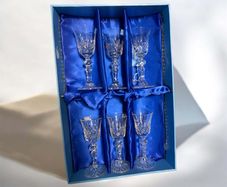 Stunning Cara Crystal Liqueur Glasses Set Of 6 Brand New Mint Condition