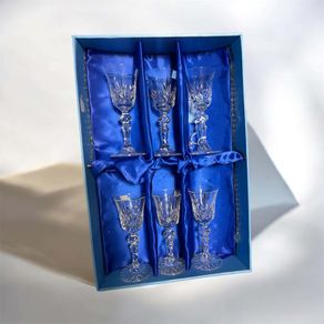 Stunning Cara Crystal Liqueur Glasses Set Of 6 Brand New Mint Condition