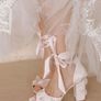 Forever Soles Melody- pink satin pearl flower bridal shoes Image 3