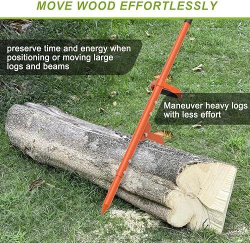 Log Lifter, Timberjack Cant Hook Heavy Duty Roller Tool Forestry Wood Jack 4in1 Handled Firewood Peavey Multitool for Grabbing Moving and Clamping with Non-Slip Handle, 114-128cm