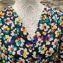 Vintage black floral A-line dress with detachable collar and belt size M or L Image 10