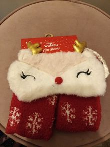 Christmas ladies socks & sleep mask set