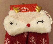 Christmas ladies socks & sleep mask set
