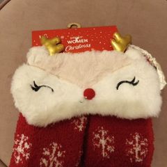 Christmas ladies socks & sleep mask set