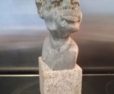 Antique Carved Solid Stone Bust Sculpture ...Signed on Base.