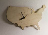 main image for ad Unique Bespoke Usa County Shape Clock Wooden Map Country Clock Usa