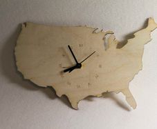 Unique Bespoke Usa County Shape Clock Wooden Map Country Clock Usa