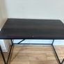 Dark Wood-Effect Big Desk Table Black Metal Frame Image 2