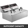 Electric Deep Fryer w/Dual Removable Tanks 12L 5000W Commercial Countertop Fryer for Chicken French Fries Frying Chips Image 3