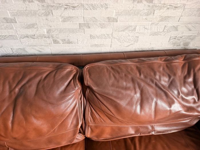 Complete brown leather living room set