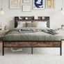King Size Bed Frame with Wooden Storage Headboard Image 10