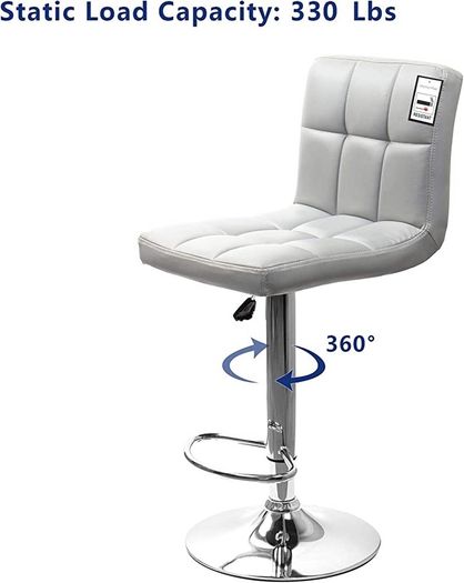 Bar Stools, with Chromed Framework, 360 Degree Rotary, Soft Padded Chairs,Set of 2 (FREE POSTAGE)