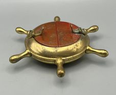 Vintage Brass Ship Wheel Ashtray 1960s Heavy Brass Ashtray Nautical Maritime
