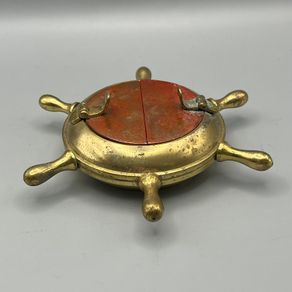 Vintage Brass Ship Wheel Ashtray 1960s Heavy Brass Ashtray Nautical Maritime