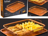 Fusion 2 Pcs Copper Crisper Non-Stick Oven Mesh Baking Tray Chips Crisp Basket Tool