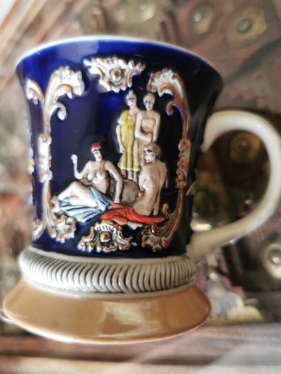Side Grup Hand Painted Ceramic Mug  Ottoman Orientalist Design  25 euros