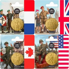 France 0.25 Euro Base Metals Uncirculated Coin 2025 - V-E DAY 80th anniversary - Set of 4