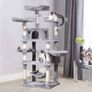 NEW SALE | Cat Tree Tower 170cm Cat Scratching Post with Condos, Basket, Hammock & Plush Perches for Kittens, Large Cats, Light Grey Image 6
