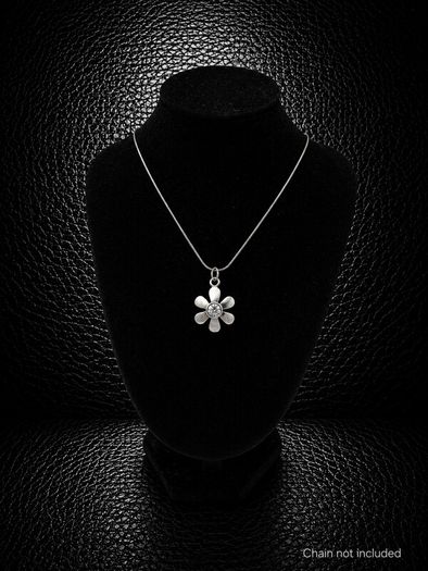 Vintage 935 Sterling Silver & Cubic Zirconia Flower Pendant