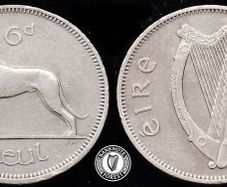[#143] - Ireland 1959 | 6 Pence | Irish 6d | Wolfhound | KM.13a