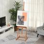 Wooden H-Frame Artist Easel, Height Adjustable Easel Stand with Canvas Holder and Pencil Case for Display, Drawing, Painting, Natural Image 2