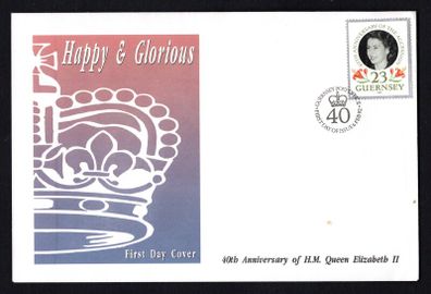 1992 Guernsey 23p 40th Anniversary of Accession of Queen Elizabeth II Commemorative Stamp First Day Cover (FDC)
