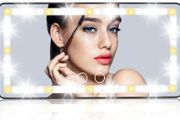 Car Vanity Mirror with LED Lights, Sun Visor Makeup Mirror Dimming Touch Sensor Cosmetic Mirror Portable Travel Car Interior Accessories Built-in Lithium Battery Rear View Mirror (FREE POSTAGE)