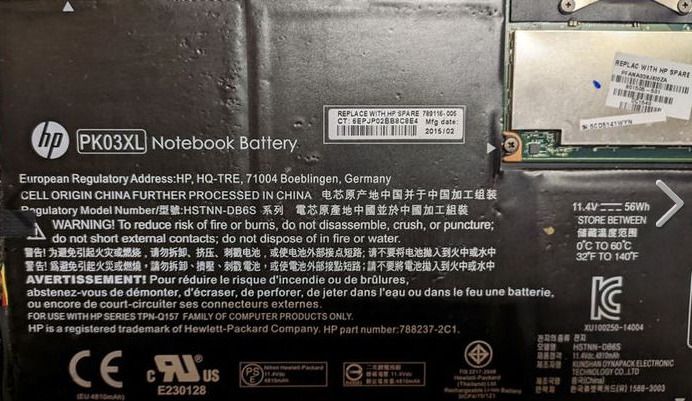 HP Spectre x360 Laptop Battery PK03XL - few hours on idle