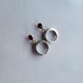 Sterling silver mini hoops with birthstone dark red crystal NEW Image 3