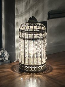 Laura Ashley bird cage table lamp pair