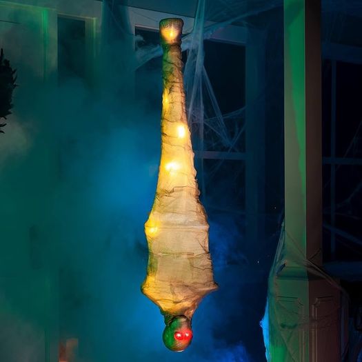 47inch Halloween Decorations Light Up Hanging Cocoon Corpse for Halloween Indoor and Outdoor Decorations
