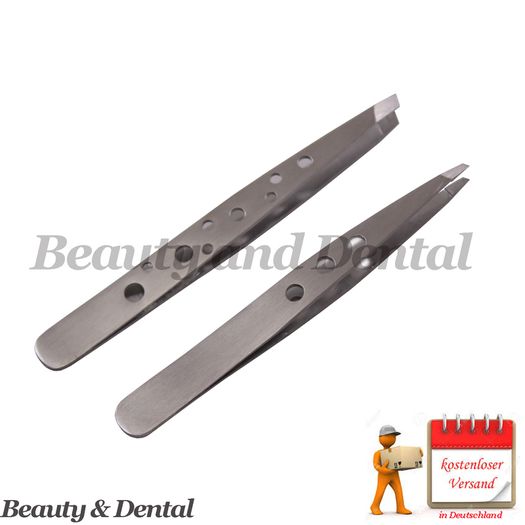 2x Professional Eyebrow tweezers Hair Beauty Slanted Stainless Steel Tweezer Tool
