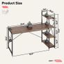 Computer Desk with Storage Shelves Writing Desk with Shelves 160CM Reversible Computer Desk with Bookshelf for Home Office Small Space MULTIPLE COLOURS AVAILABLE (FREE POSTAGE) Image 3