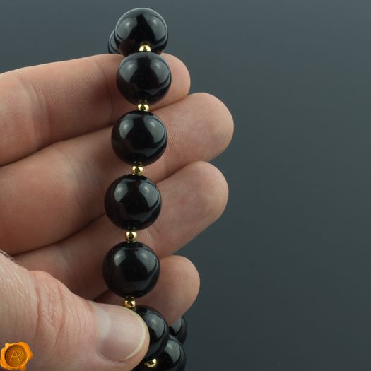 Luxury Dark Cherry Baltic Amber 14mm Beaded Stretch Bracelet with 3mm Gold Plated Spacers for Women Genuine Amber Beads Bracelet for Women