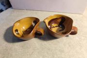 Set of 2 Brawn Marble small Sauce Boat TERRYBAUN POTTERY Co. mayo Ireland.