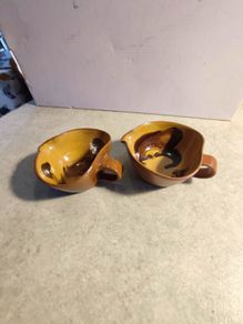 Set of 2 Brawn Marble small Sauce Boat TERRYBAUN POTTERY Co. mayo Ireland.